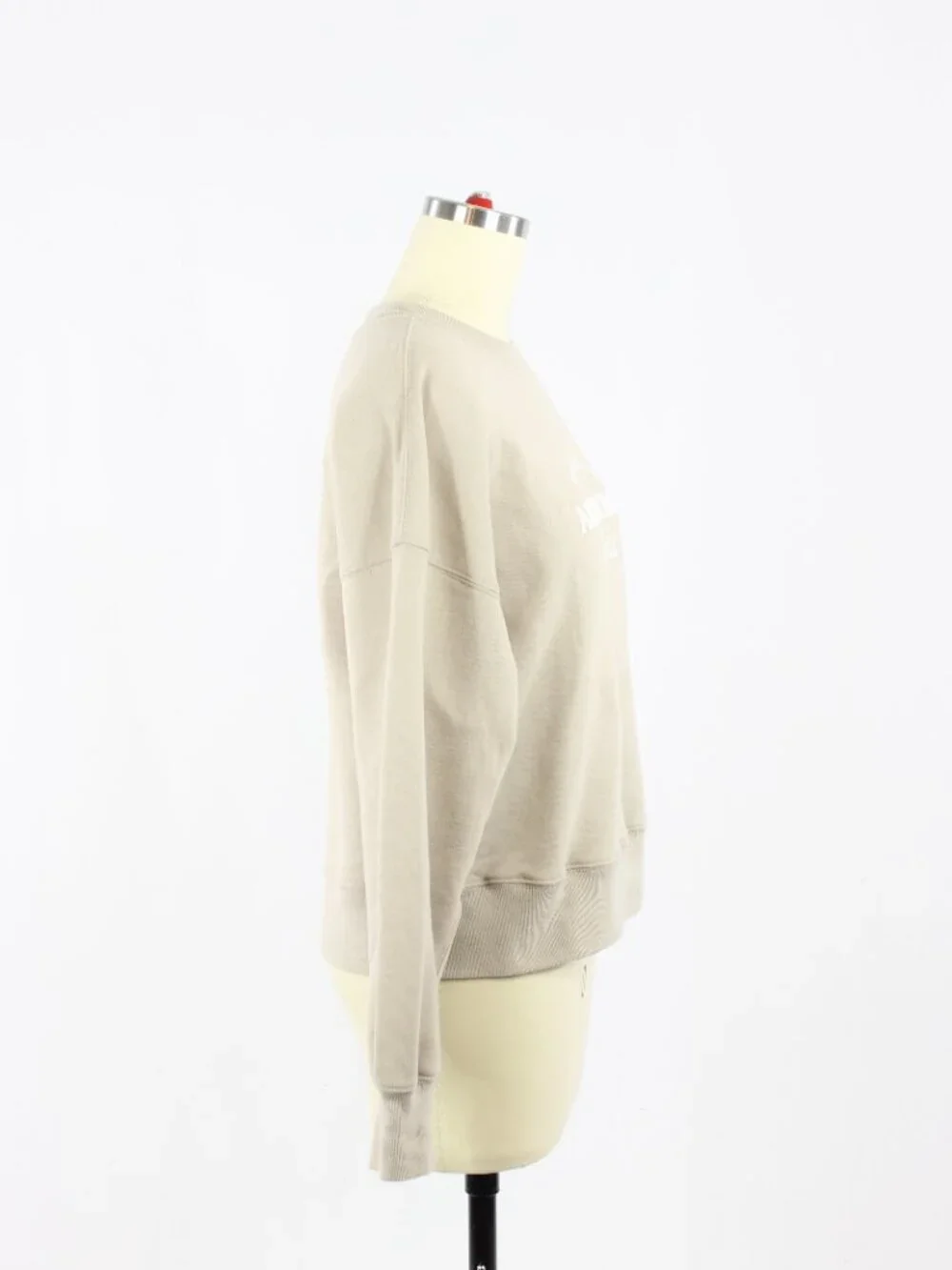 ABERCROMBIE & FITCH Taupe Cotton Fleece Embroidered Crew Sweatshirt, Size XS - Picture 4 of 14